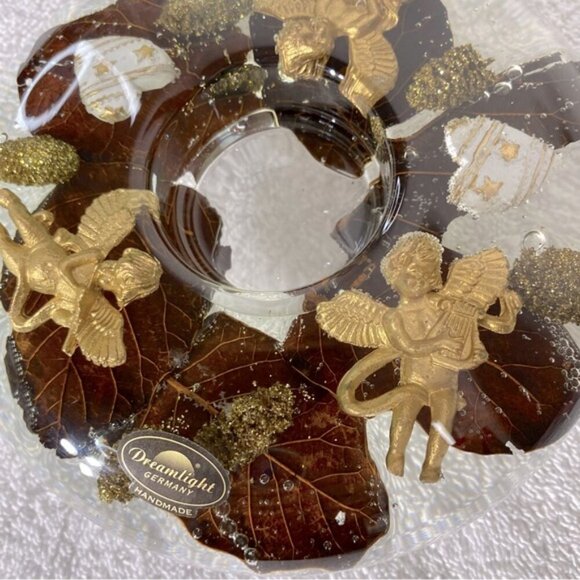 Vintage Dreamlight Germany Handmade Cherub Leaf Vomit Tealight Candle Holder - Picture 7 of 14